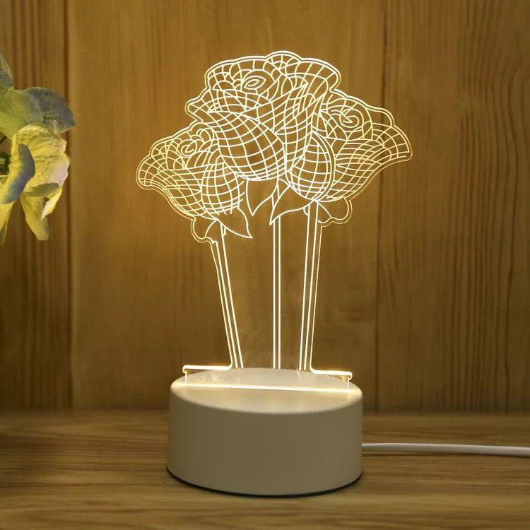 3D Roos Nachtlamp